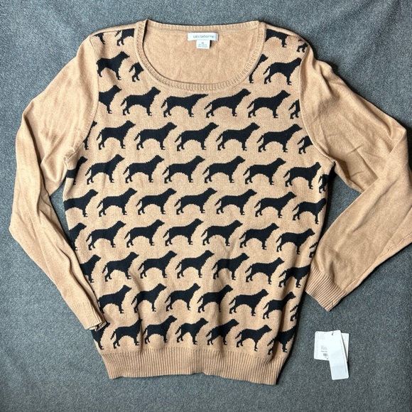 Liz Claiborne Sweaters - Early 2000’s Liz Claiborne Super Soft Labrador Large Dog Pattern Sweater NEW